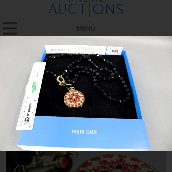 Heidi Daus Black Beaded Necklace with Red and Gold Pendant - Picture 3 of 8